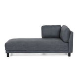 Noble House Hyland Contemporary Fabric Upholstered Chaise Lounge, Charcoal and Black
