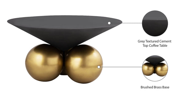 Naples Iron Contemporary Grey Cement Coffee Table - 30" W x 30" D x 15" H