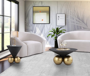 Naples Iron Contemporary Grey Cement Coffee Table - 30" W x 30" D x 15" H