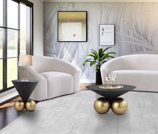 Naples Iron Contemporary Grey Cement Coffee Table - 30" W x 30" D x 15" H