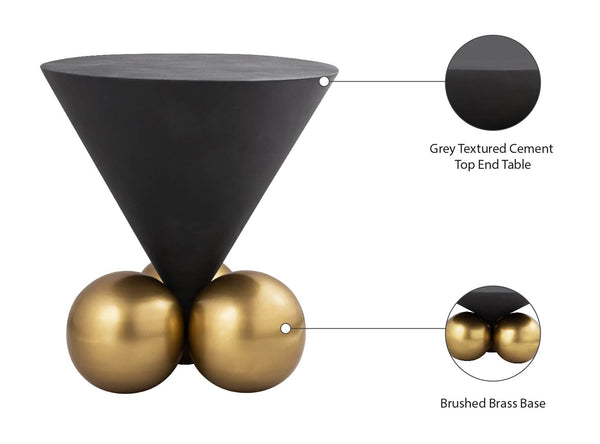 Naples Iron Contemporary Grey Cement End Table - 20" W x 20" D x 21" H