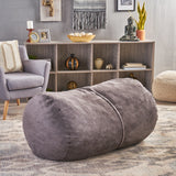 Barry Traditional 4 Foot Suede Bean Bag (Cover Only), Charcoal Noble House
