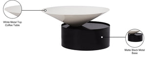 Damon Iron Contemporary White Coffee Table - 30" W x 30" D x 15" H