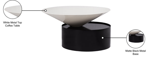 Damon Iron Contemporary White Coffee Table - 30" W x 30" D x 15" H