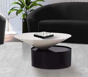 Damon Iron Contemporary White Coffee Table - 30" W x 30" D x 15" H
