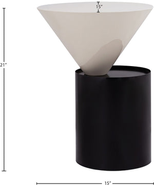 Damon Iron Contemporary White End Table - 15" W x 15" D x 21" H