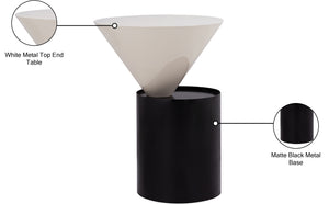 Damon Iron Contemporary White End Table - 15" W x 15" D x 21" H