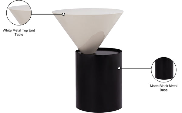 Damon Iron Contemporary White End Table - 15" W x 15" D x 21" H