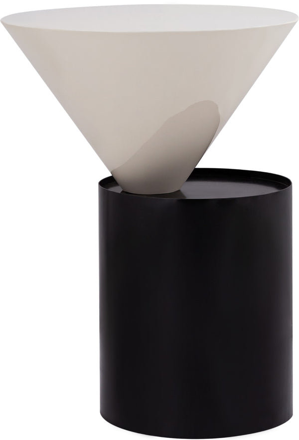 Damon Iron Contemporary White End Table - 15" W x 15" D x 21" H