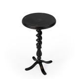 Kolmar Black Metal Accent Table with Twisted-Rope Pedestal - Stylish & Functional Home Decor Piece