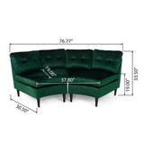 Noble House Jazmine Glam Velvet Modular 2 Seater Sectional, Emerald