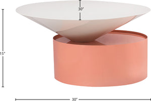 Damon Iron Contemporary White Coffee Table - 30" W x 30" D x 15" H