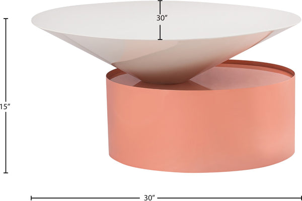 Damon Iron Contemporary White Coffee Table - 30" W x 30" D x 15" H