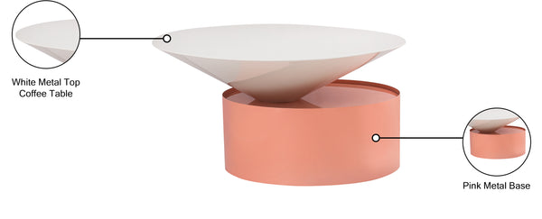 Damon Iron Contemporary White Coffee Table - 30" W x 30" D x 15" H