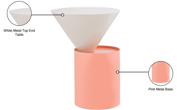 Damon Iron Contemporary White End Table - 15" W x 15" D x 21" H