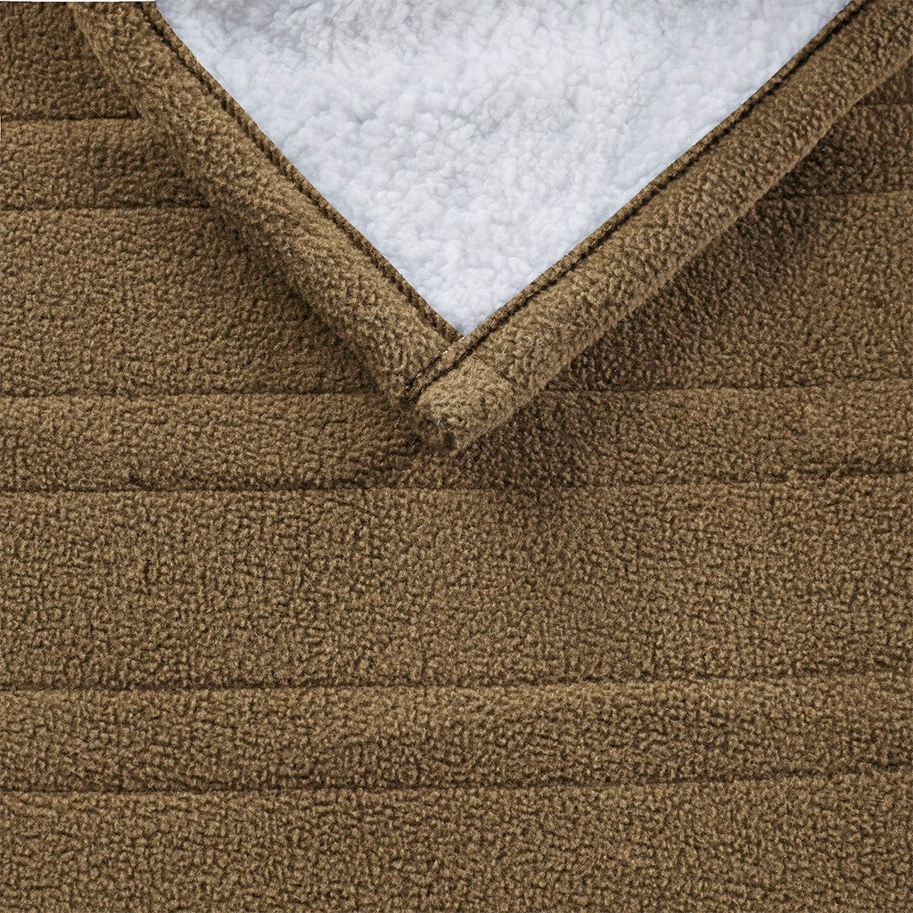 Fleece to Sherpa Casual 100% Polyester Fleece to Sherpa Heated Throw Brown 50x60''