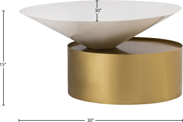 Damon Iron Contemporary White Coffee Table - 30" W x 30" D x 15" H