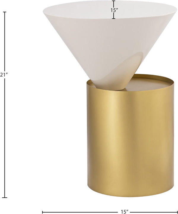 Damon Iron Contemporary White End Table - 15" W x 15" D x 21" H