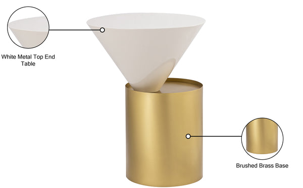 Damon Iron Contemporary White End Table - 15" W x 15" D x 21" H