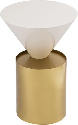 Damon Iron Contemporary White End Table - 15" W x 15" D x 21" H