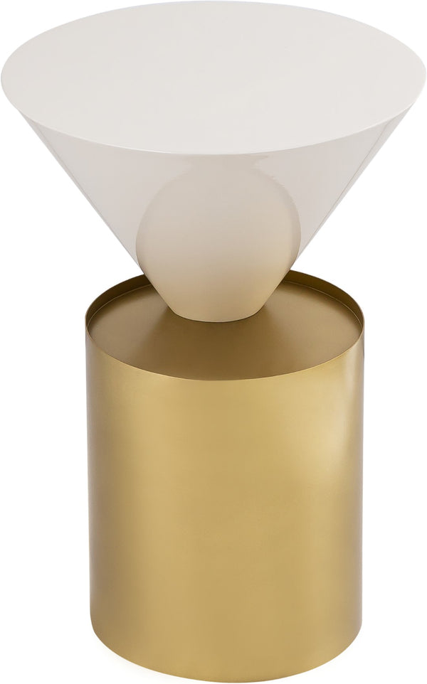 Damon Iron Contemporary White End Table - 15" W x 15" D x 21" H