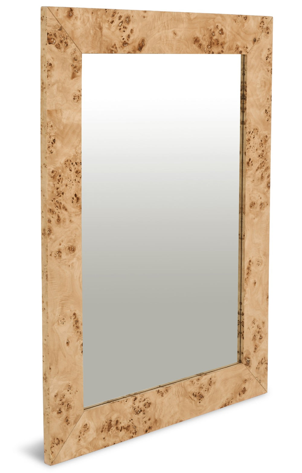 Cresthill Burl Wood / Plywood / Glass Art Deco Natural Ash Mirror - 36" W x 1" D x 48" H