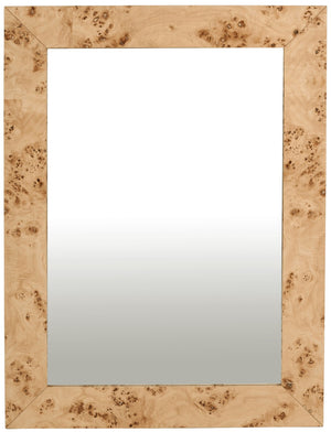 Cresthill Burl Wood / Plywood / Glass Art Deco Natural Ash Mirror - 36" W x 1" D x 48" H