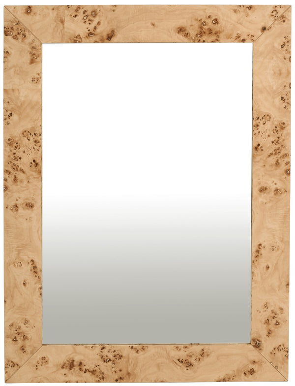 Cresthill Burl Wood / Plywood / Glass Art Deco Natural Ash Mirror - 36" W x 1" D x 48" H