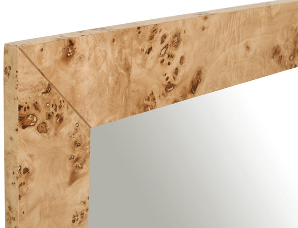 Cresthill Burl Wood / Plywood / Glass Art Deco Natural Ash Mirror - 36" W x 1" D x 48" H