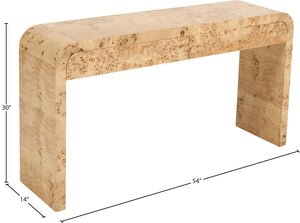 Cresthill Burl Wood / Plywood Art Deco Natural Ash Console Table - 54" W x 14" D x 30" H