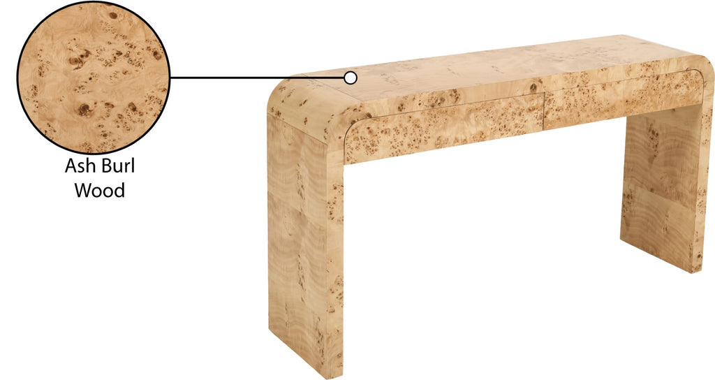 Cresthill Elegant Burl Wood Art Deco Console Table - Curved Design, St ...