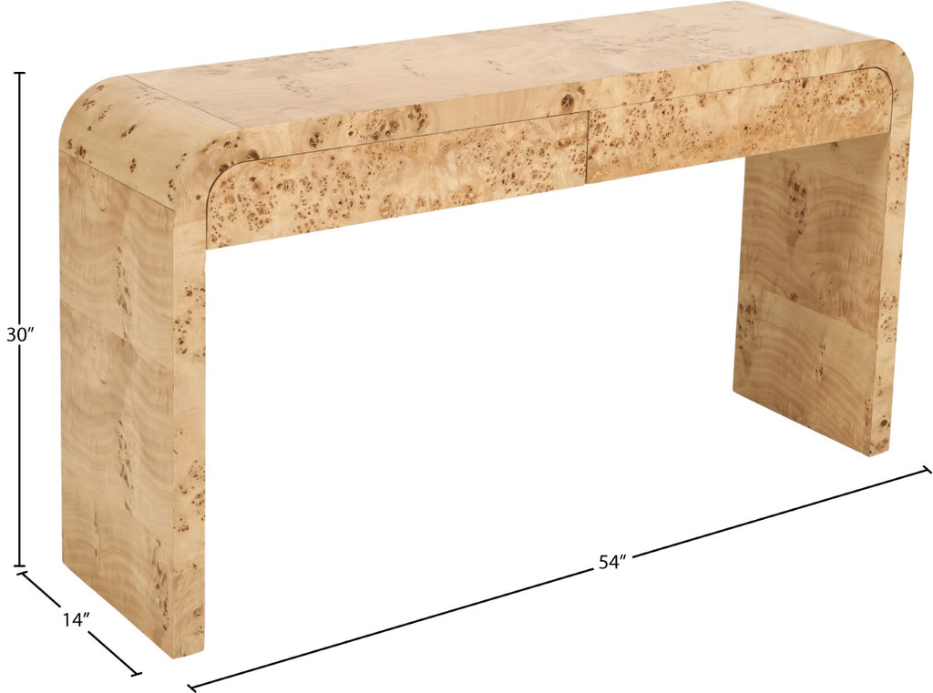Cresthill Elegant Burl Wood Art Deco Console Table - Curved Design, St ...