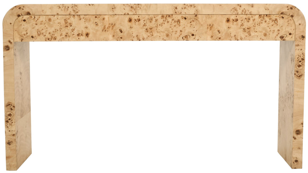 Cresthill Elegant Burl Wood Art Deco Console Table - Curved Design, St ...