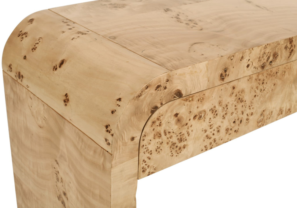 Cresthill Elegant Burl Wood Art Deco Console Table - Curved Design, St ...