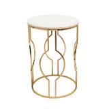 Sagebrook Home Glam Set of 2 -  Metal/marble Round Tables, Gold 15464-01 Gold Marble