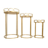 Sagebrook Home Glam Set of 3 -  Gold Accent Tables, Aged Mirror Top FM10173 Gold Metal