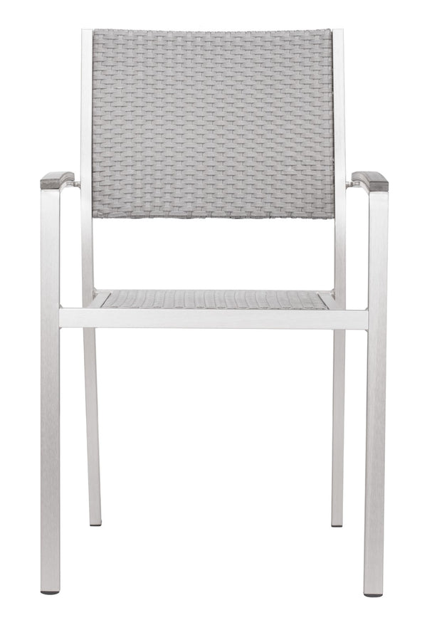 Zuo Modern Metropolitan Aluminum, Polyethylene Modern Commercial Grade Arm Chair Set - Set of 2 Gray, Silver Aluminum, Polyethylene