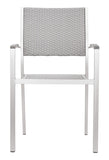 English Elm EE2967 Aluminum, Polyethylene Modern Commercial Grade Arm Chair Set - Set of 2 Gray, Silver Aluminum, Polyethylene
