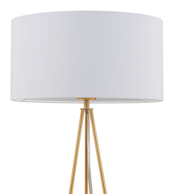 Zuo Modern Sascha Steel, Poly Cotton Modern Commercial Grade Table Lamp White, Brass Steel, Poly Cotton