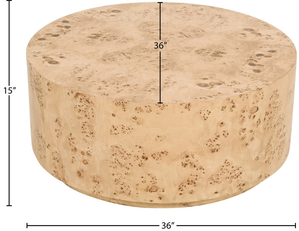 Burl Burl Wood / Plywood Art Deco Natural Ash Coffee Table - 36" W x 36" D x 15" H