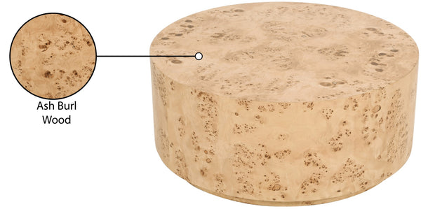 Burl Burl Wood / Plywood Art Deco Natural Ash Coffee Table - 36" W x 36" D x 15" H