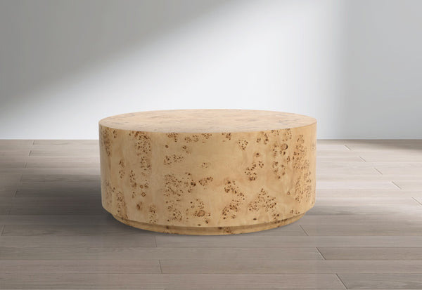 Burl Burl Wood / Plywood Art Deco Natural Ash Coffee Table - 36" W x 36" D x 15" H