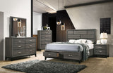 Valdemar Transitional Bed with Storage Weathered Gray (Grey) 27057EK-ACME