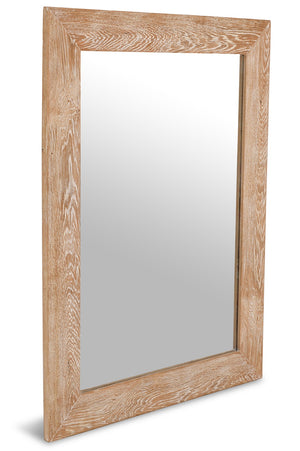 Cresthill Glass / Oak Wood / Plywood Art Deco White Oak Mirror - 36" W x 1" D x 48" H