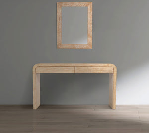 Cresthill Glass / Oak Wood / Plywood Art Deco White Oak Mirror - 36" W x 1" D x 48" H