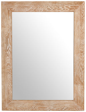 Cresthill Glass / Oak Wood / Plywood Art Deco White Oak Mirror - 36" W x 1" D x 48" H