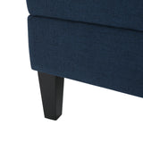 Zahra Contemporary Tufted Fabric Storage Ottoman, Dark Blue and Dark Brown Noble House