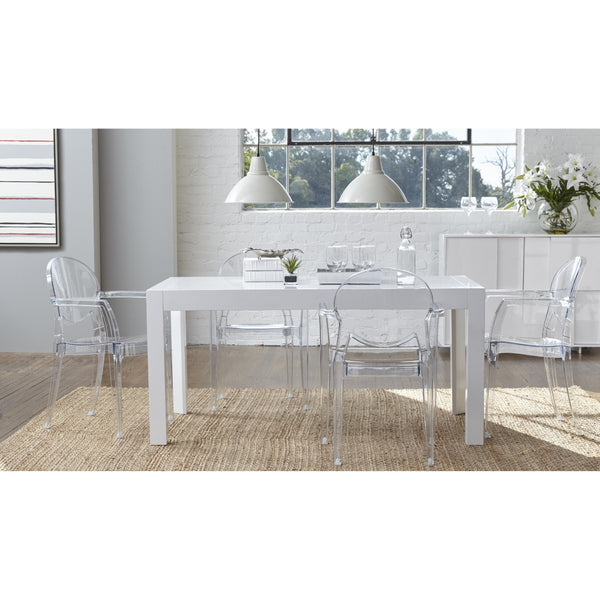 Adara 63" Rectangle Dining Table in White Lacquer
