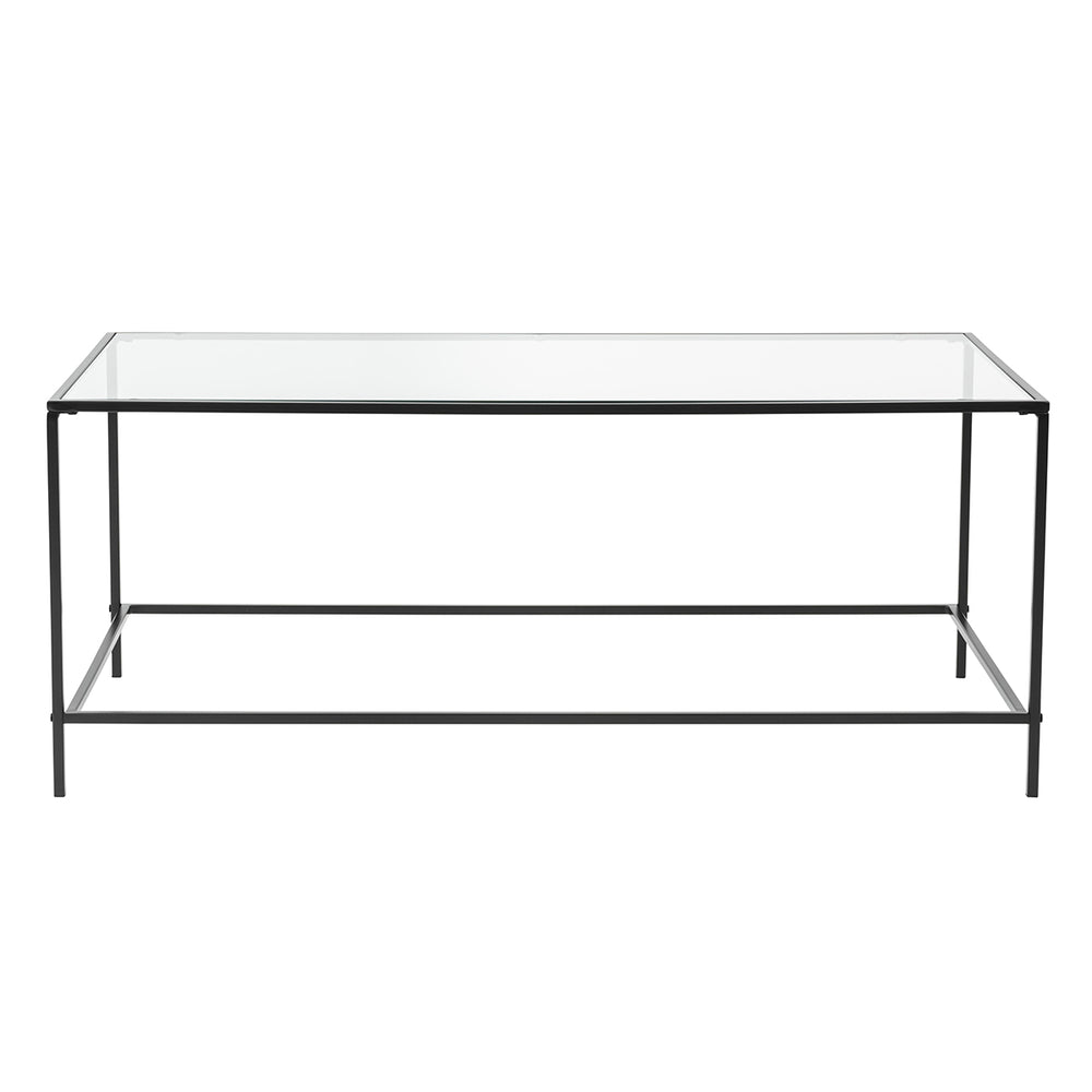Arvi 44" Coffee Table in Clear Glass with Black Base