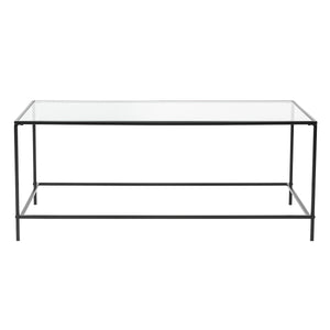 Arvi 44" Coffee Table in Clear Glass with Black Base